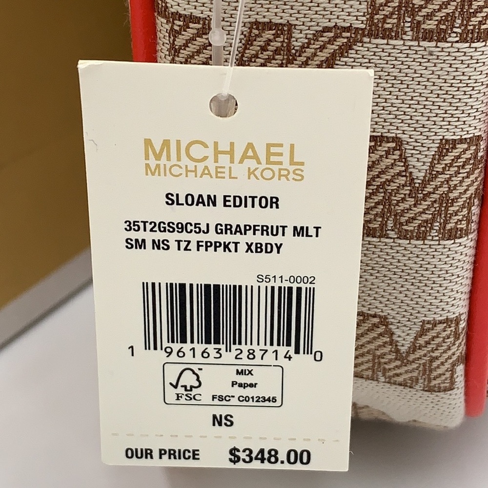 MICHAEL KORS SLOAN EDITOR SMALL NS TOP ZIP FLAP PACKET XBODY GRAPEFRUIT MULTI - Picture 16 of 16